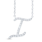 1/5CTW-DIA CN INITIAL "I" FASHION BAGUETTE NECKLACE (18 INCH)